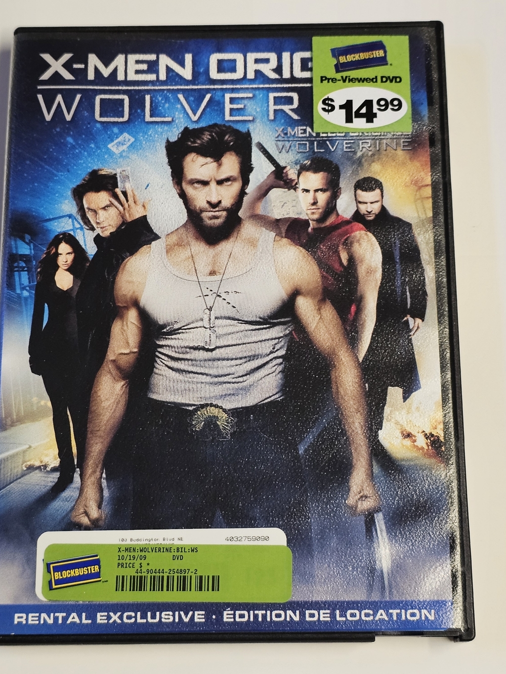 X-Men Origins Wolverine DVD 2009 Blockbuster Pre Viewed Hugh Jackman